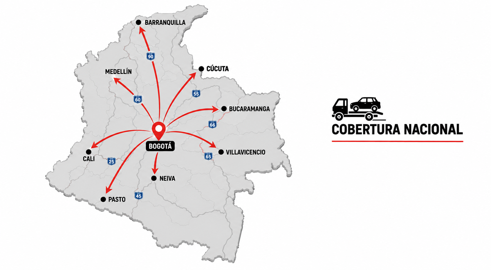 Mapa de Colombia mostrando nuestra cobertura nacional